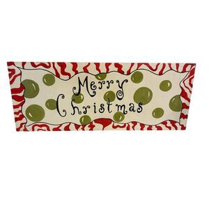 Hand Painting Wood Reversible Merry Christmas Sign On 1 Side &Give Thanks On 1